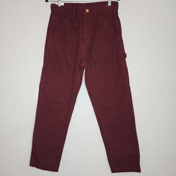 NWT Zara Cargo Maroon Denim Straight Leg Jeans size 29 - Picture 1 of 16